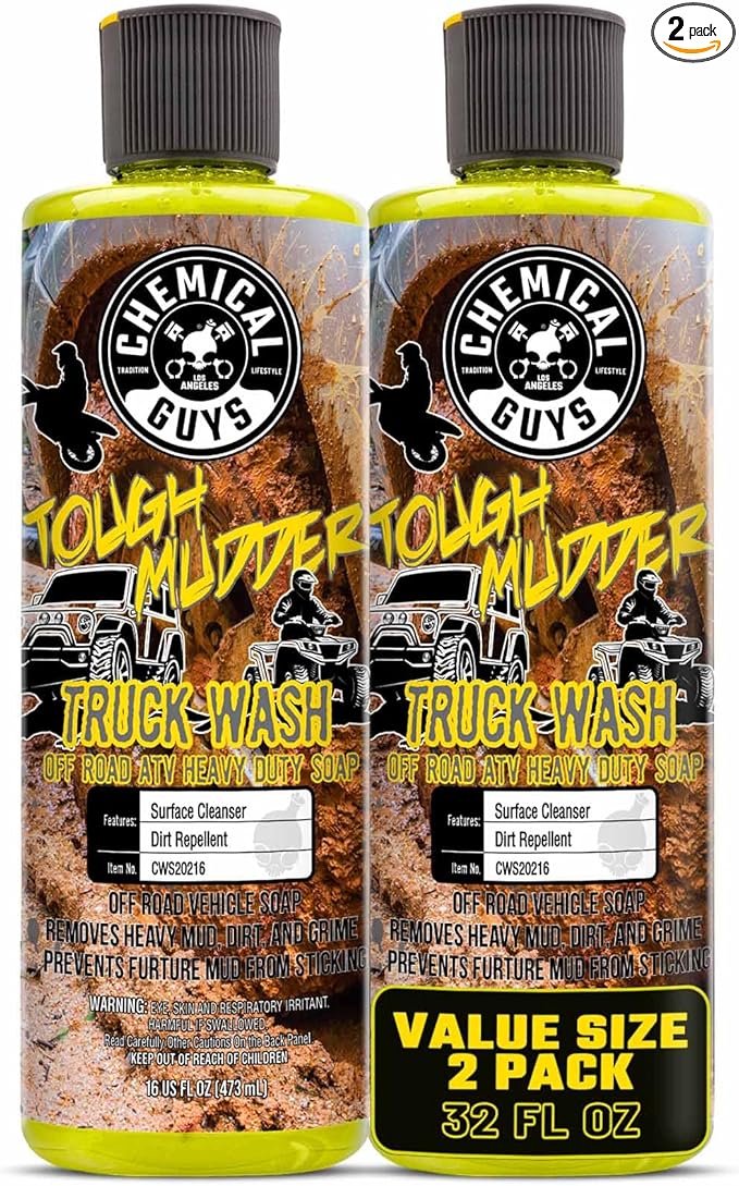 Chemical Guys Tough Mudder Foaming Truck, Off Road, ATV and RV Heavy Duty Wash Soap, (Works with Foam Cannons, Foam Guns or Bucket Washes), 2 x 16 fl oz, Lemon Scent - CWS2021602
