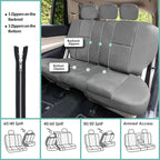 FH Group PU002-1010 Classic Exquisite Leather Bench Seat Covers, Split Bench, Solid Grey Color- Fit Most Car, Truck, SUV, or Van