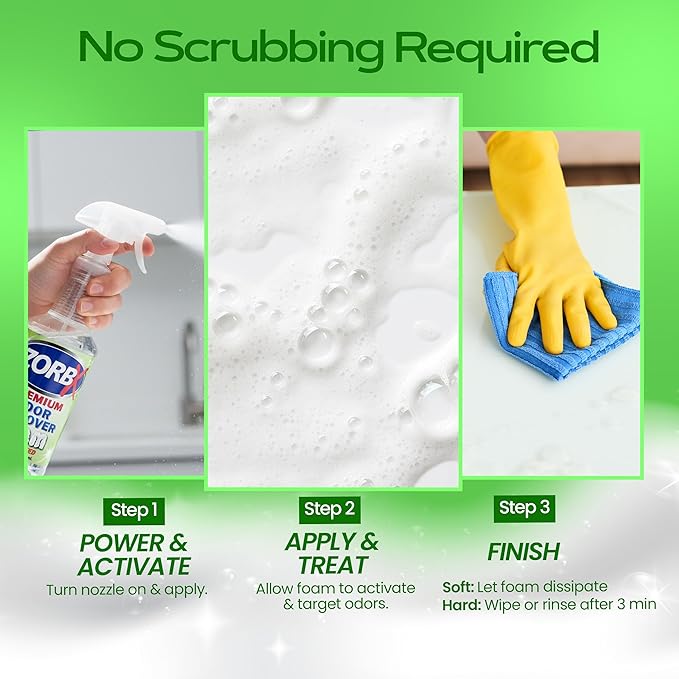 ZORBX Premium Unscented Odor Remover Foam 32 oz – Extra Strength, Fragrance-Free Odor Eliminator Foamer for Pets, Drains, Garbage Disposal, Carpets, Bathroom & Kitchen