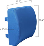 Lumbar Pillow for Chair and Car, Back Support for Office, Memory Foam Cushion with Mesh Cover - Azure