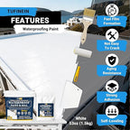 Rubber Liquid Waterproof Sealant, TUFINEIN 53oz/1.5kg White Quick Drying Multi Surface Foundation Leak Repair - Roof Gutters Basement Sealer Waterproof - Indoor & Outdoor Flexible Rubber Paint