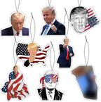 American USA President Car Air Freshener Card Pendant（8 Pack Refreshing Ice Scent） American Flag Gifts Merch Party Supplies Room Decor Accessories for Hanging Rearview Car Interior