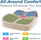 Car Seat Cushion: Ergonomic Memory Foam Car Cushion for Sciatica Pain Relief, Larger Driving Seat Pillow for Short Drivers on Long Drives - Butt Pillow for Truck, Office, Wheelchair - Beige