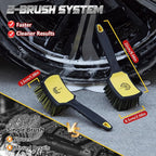 Wheel & Tire Brush Set, 2 Pack Car Wheel Brush & Tire Cleaner Brushes, Soft Bristle Rim Brush and Stiff Tire Scrub Brush, Scratch-Free Wheel Cleaning Kit for Car Detailing, Trucks, SUVs