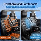 Fit CX-5 Car Seat Covers (Front Pair) for Select Mazda CX5 2013-2024 2025 2026 - Premium Full Coverage Leather, Airbag Compatible, Waterproof & All Weather Seat Cushion Protector, Black