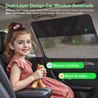 Rear Window Sun Shade, 2 PCS Magnetic Double Layer Car Side Window Sun Shades for Baby, Half Blackout & Half See-Through Back Window Covers for Sun & Privacy Protection,Car Window Accessories
