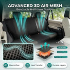 FH Group Automotive Rear Car Seat Covers for SUV, Trucks, Sedan and More - Universal Fit Front High Back & Rear Solid Bench Design Interior Accessories - 3D Mesh Fabric Center Panel - Black