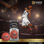 Basketball Car Air Freshener by HookUp - 2 Pack - Black Gold Scent (Extra Strong) | Unique Basketball Gift for Players, Coach, Fans | Hanging Car Accessory with Long Lasting Fresheners Smell