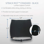Core Products Sitback Rest Cushion Lumbar Support for Lower Back & Office Chair, Adjustable Strap Contoured Foam, Black - 13" x 14" x 5", Made in the USA