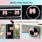 7Pcs Cute Pink Bow Car Air Freshener Vent Clips and Headrest Hooks Set for Women, Charm Car Interior Accessories for Truck Suv Dashboard Diffuse Home Office Vent Decoartion，Girly Gifts for Her