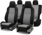 FH Group Automotive Full Car Seat Covers for SUV, Trucks, Sedan and More - Universal Fit Front High Back & Rear Solid Bench Design Interior Accessories - 3D Air Mesh Fabric Center Panel - Gray