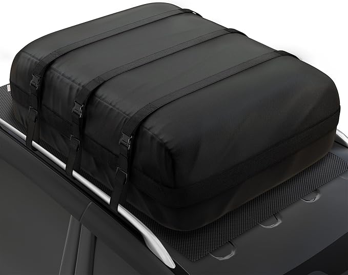 iBirdie Roof Rack Cargo Carrier 36.4 Cubic Feet, XXL Soft-Shell Rooftop Cargo Box, Waterproof Heavy Duty 1200D for Car with/Without Roof Rack, Includes Anti-Slip Mat, Door Hooks, 56x45x25 inches