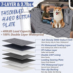 Back Seat Extender for Dogs Truck-Large Space, Dog Pet Seat Cover Back Seat Hard Bottom Holds 420lbs, Waterproof Dog Hammock for Crew Cab Trucks F150, RAM1500, Sierra, Tundra, Silverado, Grey