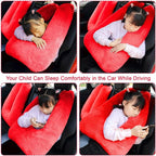 Travel Pillow, Travel Pillow for Kids, Sleeper Hold Pillow Travel, Removable U-Shaped Pillow for Adults and Children to Support Head and Body in The Back Seat of Long Car Trips (Red)