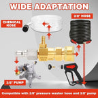 RIDGE WASHER Downstream Injector for Pressure Washer, Chemical Power Washer Injector kit, 10 Feet Soap Tubing with High Pressures Soap Injectors, 3/8’’ Quick Connect, 2-3 GPM