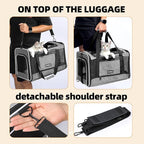 Cat Carrier Soft-Sided Travel Bag for Medium to Large Cats Over 15lbs, Small Dog Carrier Crate Top Entry Breathable Mesh Puppy 12 Pounds, Pet Rabbit Carrying Cage Kennel Collapsible Grey