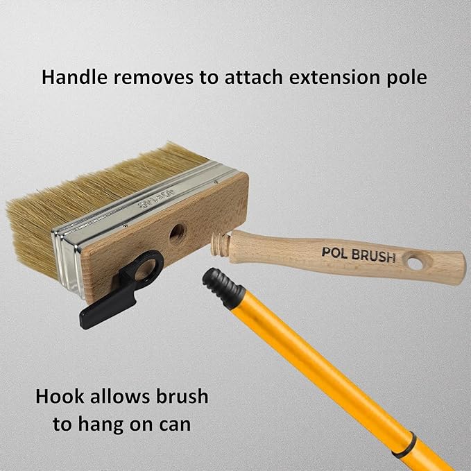 6 Inch Stain Deck Wide & Thick Paint Brush - High European Quality - Natural Bristles - for Home, Wood, Walls, Art, Trim & Furniture - for Acrylic, Oil, Stain, Chalk & Latex Paints