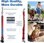 Bicycle Dog Leash for Riding, Hands Free 150° Rotating Built-in Shock Absorber Bike Retractable Leashes for Cycling, Elastic Nylon Adjusted Car Holder Seat Belt Rope (Red)