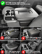 KBH Center Console Armrest Cover for 2019-2026 Chevy Silverado & GMC Sierra, Middle Console Lid Covering Protective Pad, PU Leather Accessories, Anti-Scratch, Gray (Fits Jump Seat Console Only)