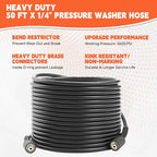 Pressure Washer Gun and Hose Kit, 50 FT High Power Washer Hose with Replacement Wand Extension, 5 Nozzle Tips, M22 Fitting