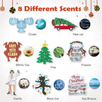 8pcs Christmas Theme Air Fresheners, Funny Vacation Ocean/Black Ice/New Car Scents Hanging Incense Chips, Aromatic Trendy Rearview Mirror Pendant Decoration