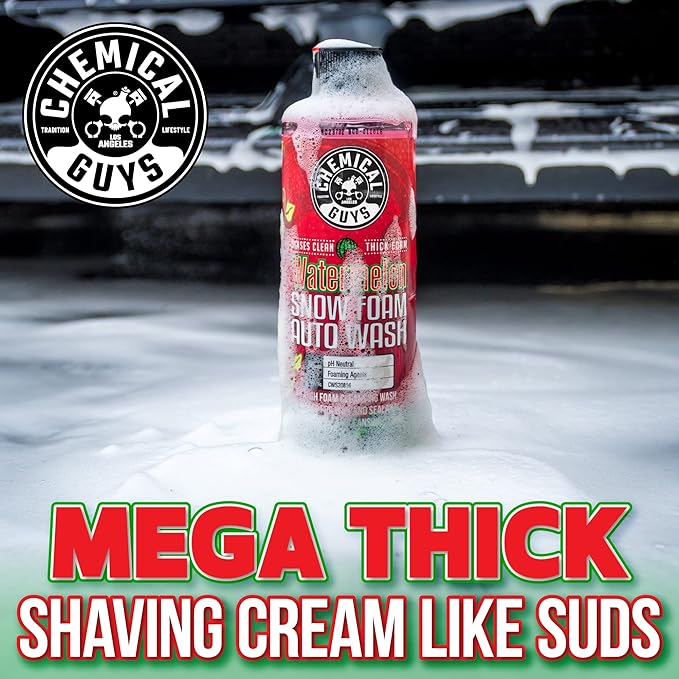 Chemical Guys Car Wash Soap for Foam Cannon or Bucket, Watermelon Snow Foam Car Wash Soap for Trucks, Motorcycles, RVs & More, Super Suds, Watermelon Scent - 128 oz (1 Gallon)