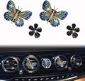 4 Pcs Blue Bling Butterfly and Black Daisy Car Air Fresheners Vent Clips Diffuser Vent Clip Rhinestone Diamond Decoration Car Interior Decor Cute Accessories for Women, Automotive Air Fresheners