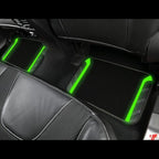 CAR PASS Leather Steering Wheel Cover and Waterproof Car Floor Mats,Microfiber Universal Car Combo Fit for 95% Sedan,SUV,Cars,14.5-15inch Sporty Anti-Slip Comfortable Design(Black＆Fluorescence Green)
