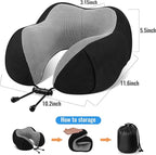 CloudBliss Travel Pillow Premium Memory Foam, Comfortable & Supportive Neck Pillow, Sleeping Neck Pillows for Travel, Airplane Pillow for Sleeping Airplane, Car, Office and Home（Black）