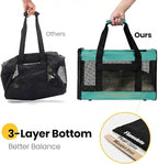 Cat Carrier Airline Approved, Soft-Sided Dog Carrier with Inner Safety Leash, Pet Transport Carrier for Small-Medium Cats Puppies up to 15 Lbs,Travel Kitten Carrier Bag -Turquoise,M