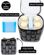 Cold Gold Breastmilk Cooler Bag with Safety Tested Ice Pack – Insulated Milk Storage for Work, Travel & Daycare – Fits Bottles & Parts – Durable, Washable, Cooler for Moms (Black and White)