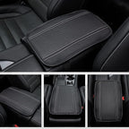 Amiss Car Center Console Pad, Universal Waterproof Car Armrest Seat Box Cover, PU Leather Auto Armrest Cover Protector，Vehicle Interior Accessories fits SUV/Truck/Car (Black-Silvery)