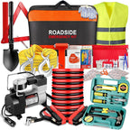Car Emergency Kit with Air Compressor,Roadside Emergency Car Kit for Vehicles Auto Truck with Jumper Cables,Winter Car Safety Kit with Folding Shovel Car Repair Tool Set First Aid Kit Blanket Tow Rope