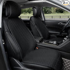2 Pack Car Seat Covers, Front Seat Covers for Cars, Breathable Linen Car Seat Protector, Universal Fits for Most Automotive, Vehicles, SUVs, Cars, Sedans(Black)