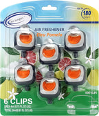 Air Jungles Eleu Pomelo Scent Car Air Freshener Clip, 6 Vent Clips, 4 ml Each, Long Lasting Air Freshener, Up to 180 Days Car Refresher Odor Eliminator