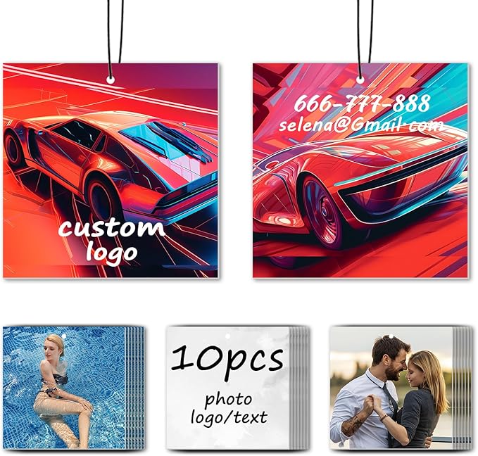 10-1000Pcs Custom Air Fresheners with Picture, Personalized Double Sided Photo/Text/Logo Air Freshener, Customized Gifts for Branding Business Events Promotions