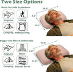 Cooling Camping Pillow, Memory Foam Travel Pillow with Adjustable Buckle Strap & Storage Bag, Compact Small Pillow for Airplane, Car Lumbar, Office, Washable Cooling Cover, Sakura Pink