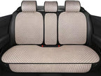 Breathable Back Seat Cover-Universal Rear Seat Mat for All Seasons, Car Rear Seat Protector with Polyester Silk Material, Non-Slip Bottom. Fits 95% of Sedans, SUVs, Vans.(Beige)