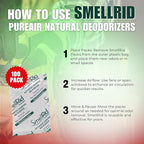 SMELLRID Activated Charcoal Odor Remover That Works [100 Pack] - Mini 5g (2” x 2”) Pack Treats 2 Sq. Ft.- Premium Natural Odor & Dampness Absorber Safeguard Stored/Shipped Items