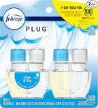 Febreze Plug In, Air Freshener, Scented Oil Refill, Linen & Sky, 0.87 Fl Oz (Pack of 2)