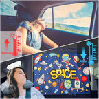 Car Sun Shade Side Window, 2pcs Magnetic Double Layer Car Window Shades for Privacy Full Covers/Half Shade Options Cute Space Pattern Side Window Curtains for Kids