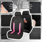 2 Pack Universal Car Seat Cover with Breathable Mesh Backrest,Comfortable Car Seat Protector with Foam Padding and Retaining Buckle,Highly Elastic Car Seat Covers Full Set (Pink)
