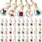 BBTO 150 Pcs Hanging Car Air Freshener Car Diffuser Bottles Bulk Christmas Empty Glass Perfume Bottle Freshener Clear Diffuser Bottle Pendant for Essential Oil Fragrance Aromatherapy Bottles Ornament