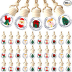 BBTO 100 Pcs Hanging Car Air Freshener Car Diffuser Bottles Bulk Christmas Empty Glass Perfume Bottle Freshener Clear Diffuser Bottle Pendant for Essential Oil Fragrance Aromatherapy Bottles Ornament