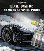 Professional Foam Cannon for Pressure Washer, 1L Wide Mouth Foam Sprayer with Adjustable Nozzle, Heavy Duty Soap Cannon Kit Includes 1.2mm & 1.25mm Orifice for Car Wash
