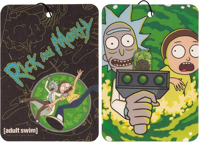Plasticolor 005634R01 Rick and Morty 2-sided Air Freshener with different image on each side – 2 pack