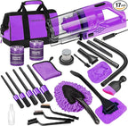 Viewsun 17PCS Car Cleaning Kit, Purple Car Interior Detailing Kit with High Power Handheld Vacuum, Detailing Brush Set, Windshield Cleaner, Cleaning Gel, Complete Auto Accessories for Women Gift