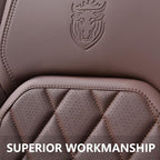 Coverado Car Seat Covers Full Set, Luxury Faux Leather Waterproof Seat Cover, Front and Back Car Seat Protector, Universal 5 Seat Leather Seat Cushion, Carseat Cover Fit Most Cars, Coffee