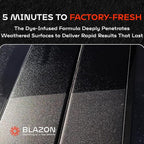 BLAZON Black Trim Restorer – Dye-Infused Plastic Restorer for Faded Exterior Trim, Deep Black Finish, Scratch Correction, Long-Lasting Durability & UV Protection - 8 oz