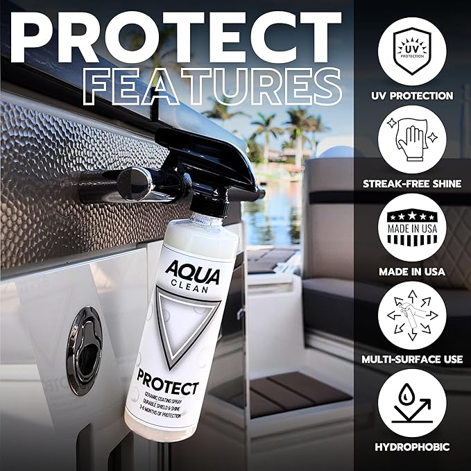 PROTECT Ceramic Coating Spray | 12 Month SiO2 Protection | Car Truck Boat RV Motorcycle | Clean Shine Protect Paint Glass Trim | Hydrophobic UV Shield | Easy Spray & Wipe | USA Made | 16oz
